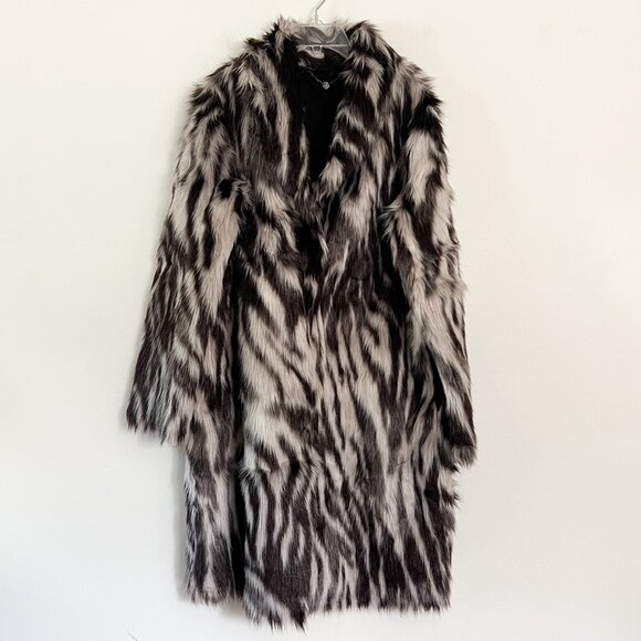 plush faux fur zebra coat M - Picture 1 of 8